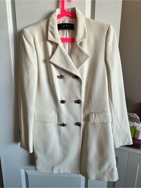 Zara Cream Double-Breasted Pea Coat
